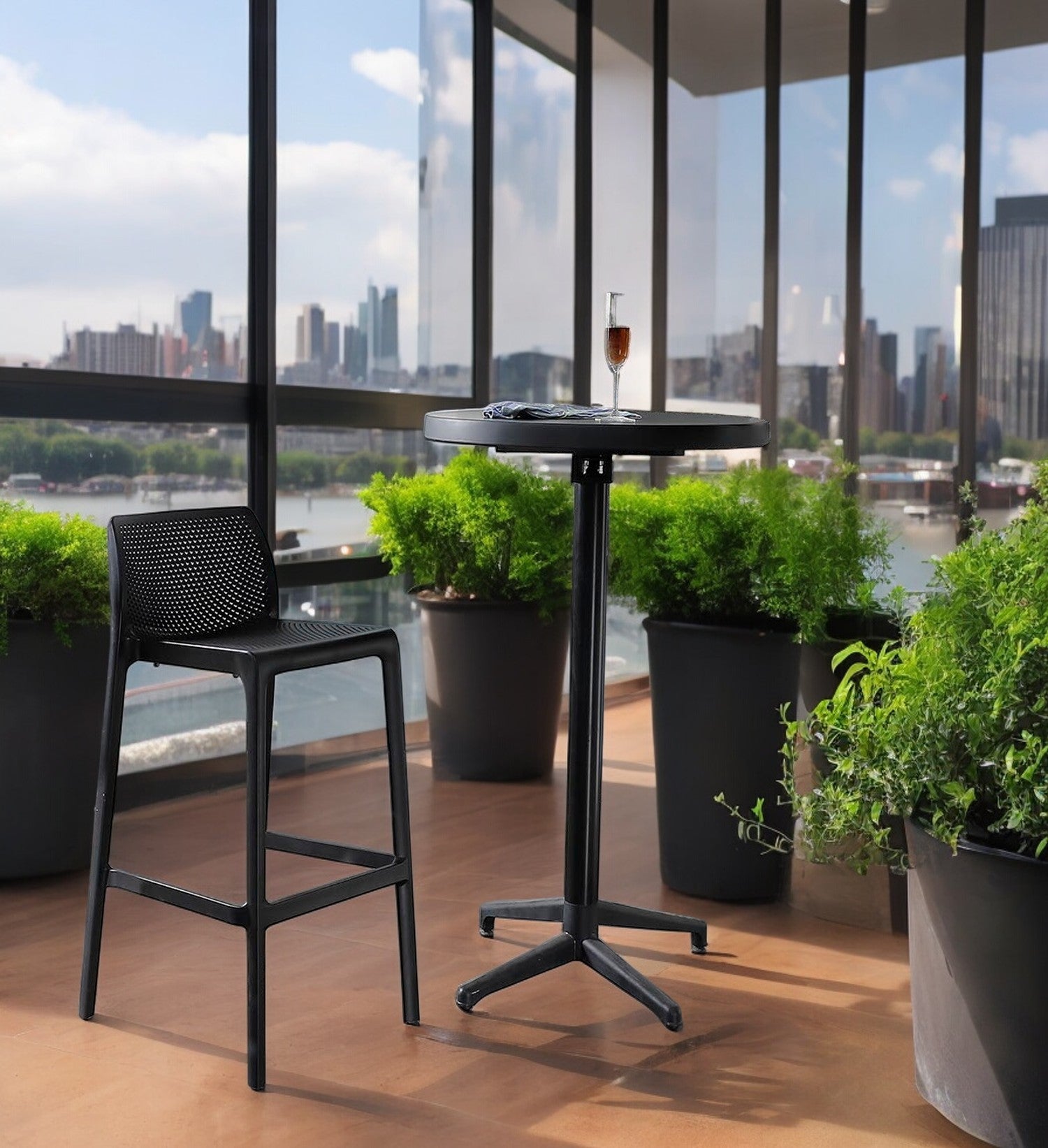 Commercial Grade 29" Outdoor Bar Stool - Set of 4: Netted