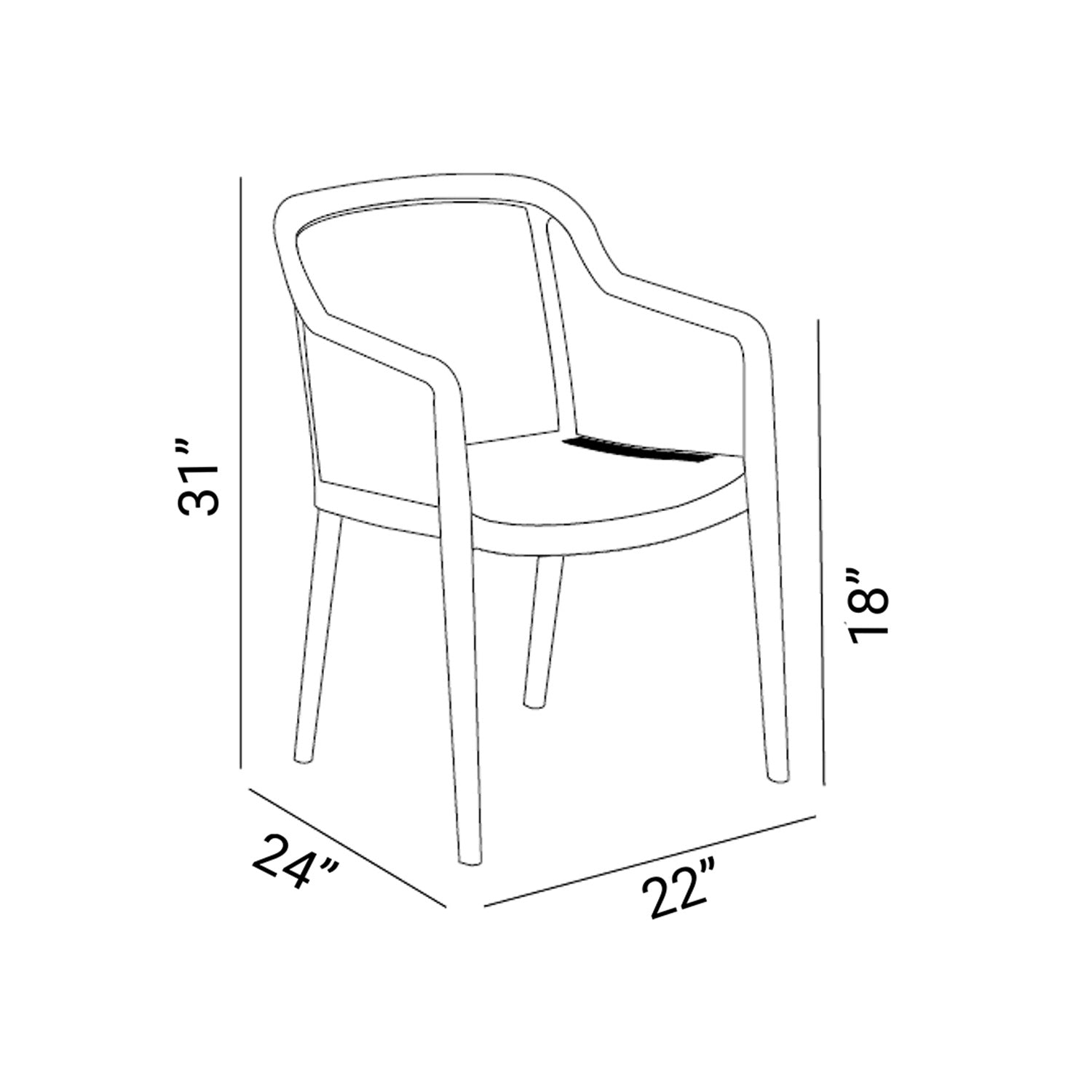 Outdoor Patio Arm Chairs Set of 4 - Newport - Cement Gray