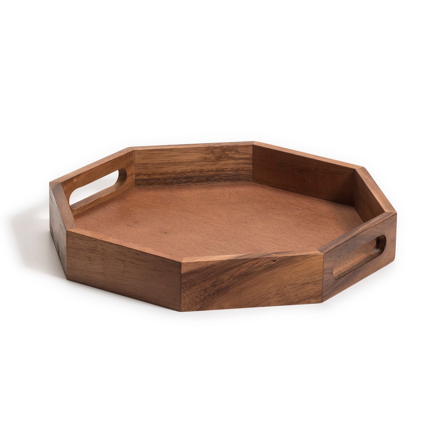 Acacia Wood Octagon Serving Tray –  Rustic Wooden Tray for Coffee Table, Kitchen or Home Decor