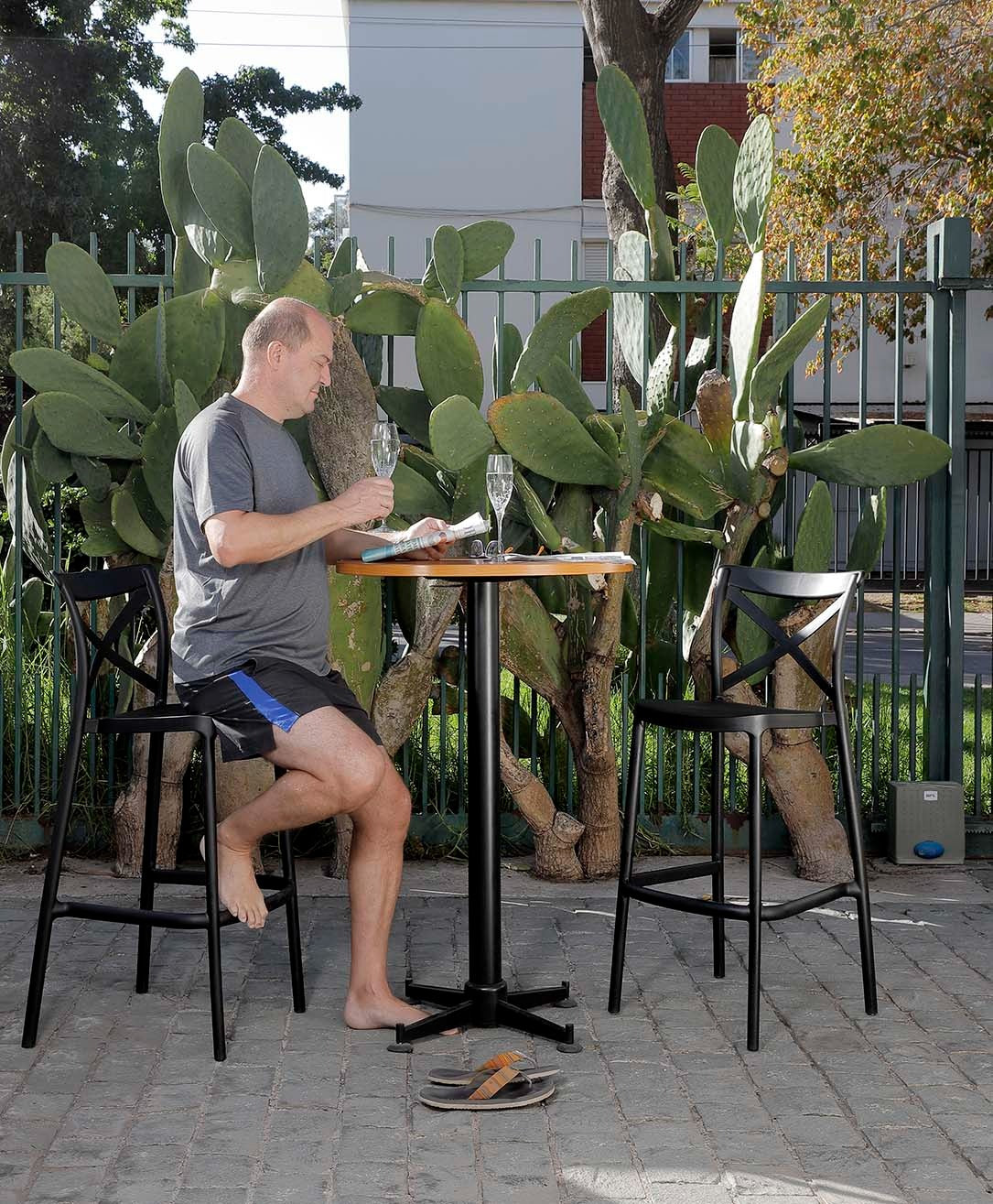 Outdoor Bar Stool Crossback 30" - Set of 4 - Milan