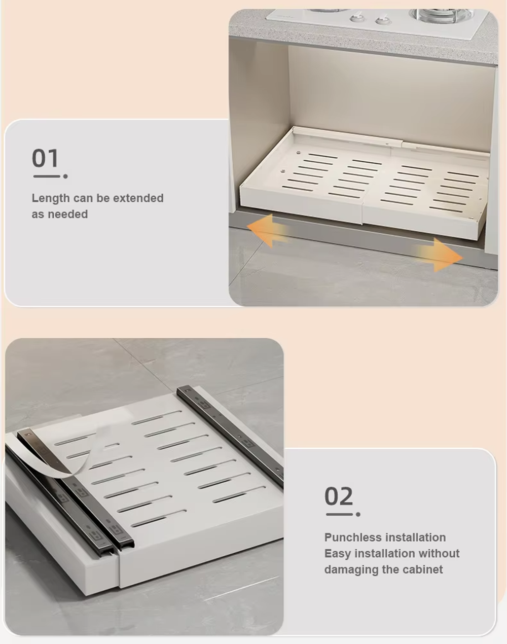 Adjustable Pull Out Cabinet Drawer