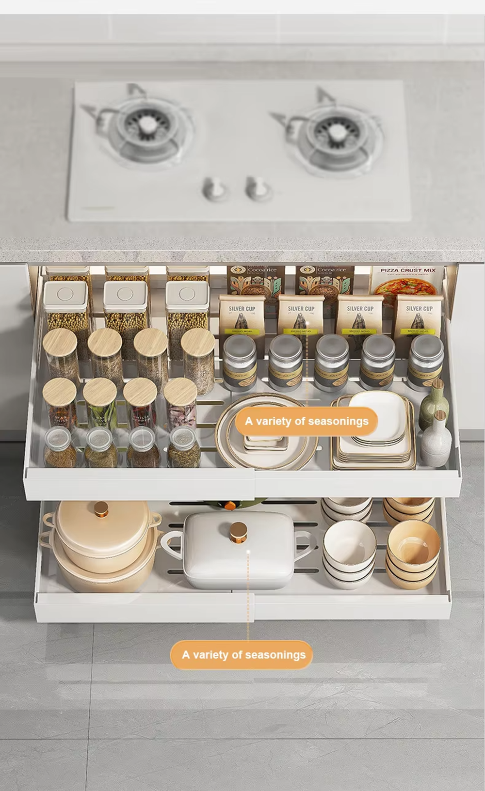 Adjustable Pull Out Cabinet Drawer