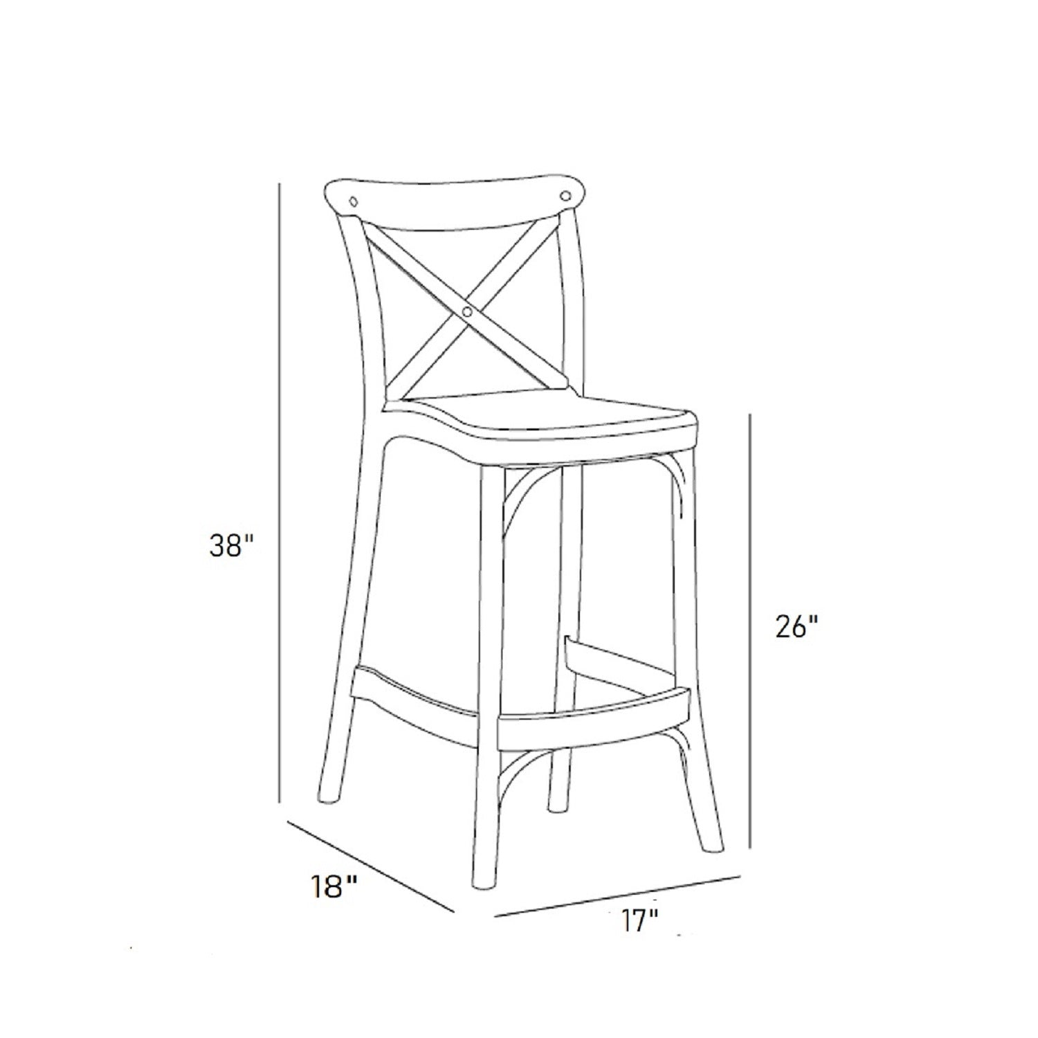 Outdoor Counter Stool Crossback 26" - Set of 4 - Milan