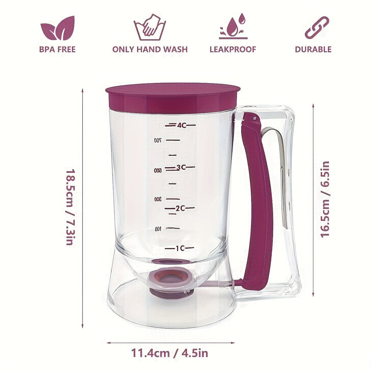 Pancake Batter Dispenser, Kitchen Dispenser for Cupcakes Waffles and Crepes