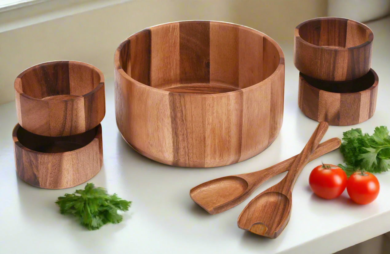 Extra Large Salad Bowl with Servers and 4 Individuals - 327C7