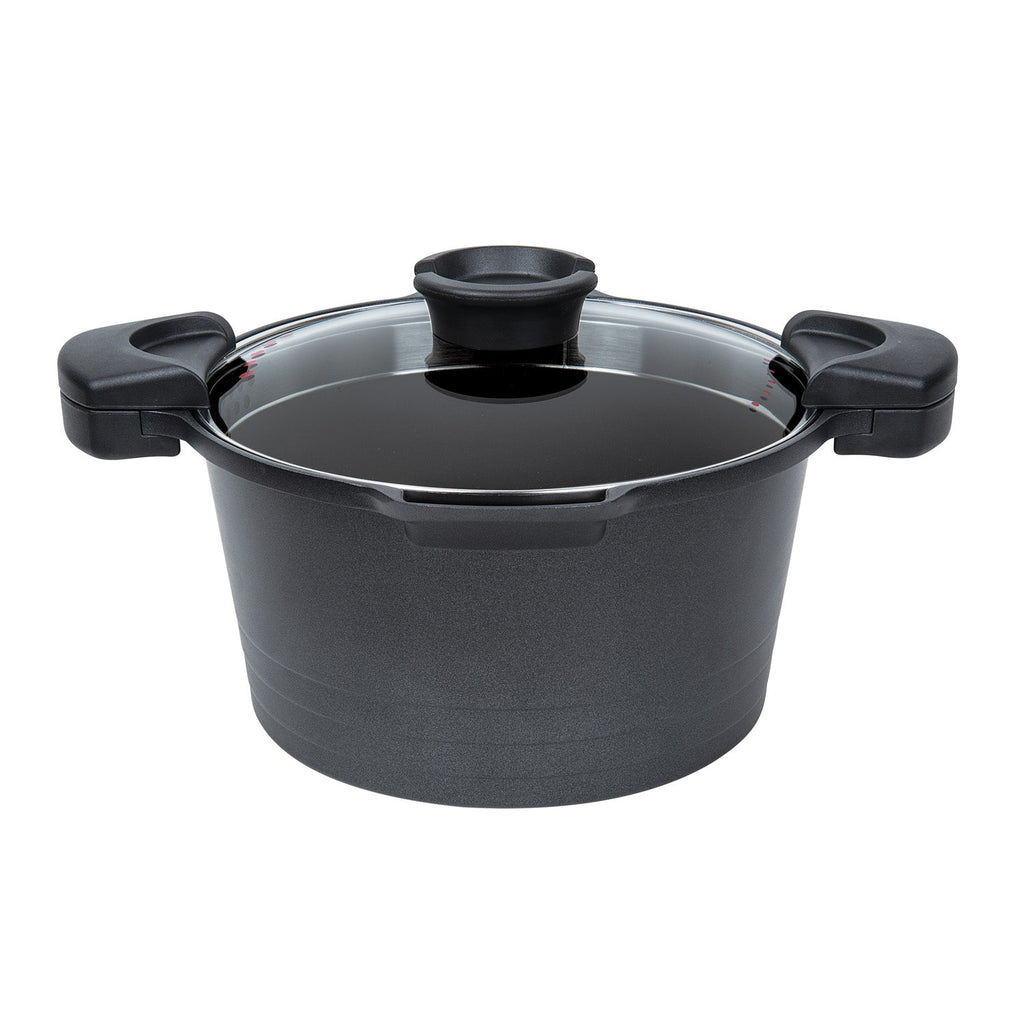 MASTERPAN Nonstick Stock & Pasta Pot With Glass Lid Strainer, 5 QT., 9" (23cm)