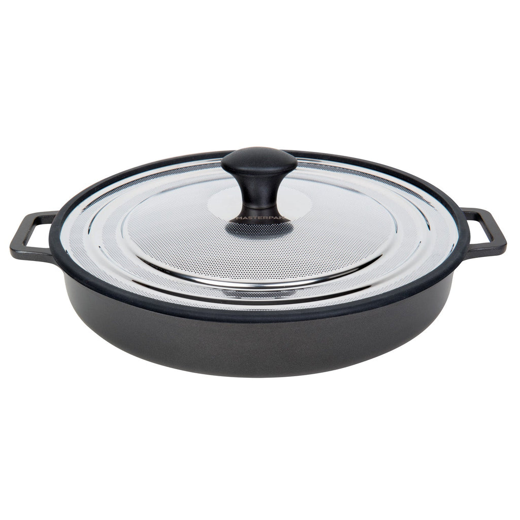 MASTERPAN Nonstick Stovetop Oven Grill Pan & Stainless Steel Lid, Black 12" (30cm)