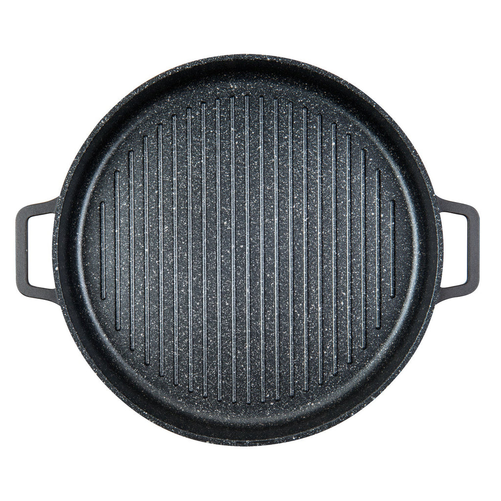 MASTERPAN Nonstick Stovetop Oven Grill Pan & Stainless Steel Lid, Black 12" (30cm)
