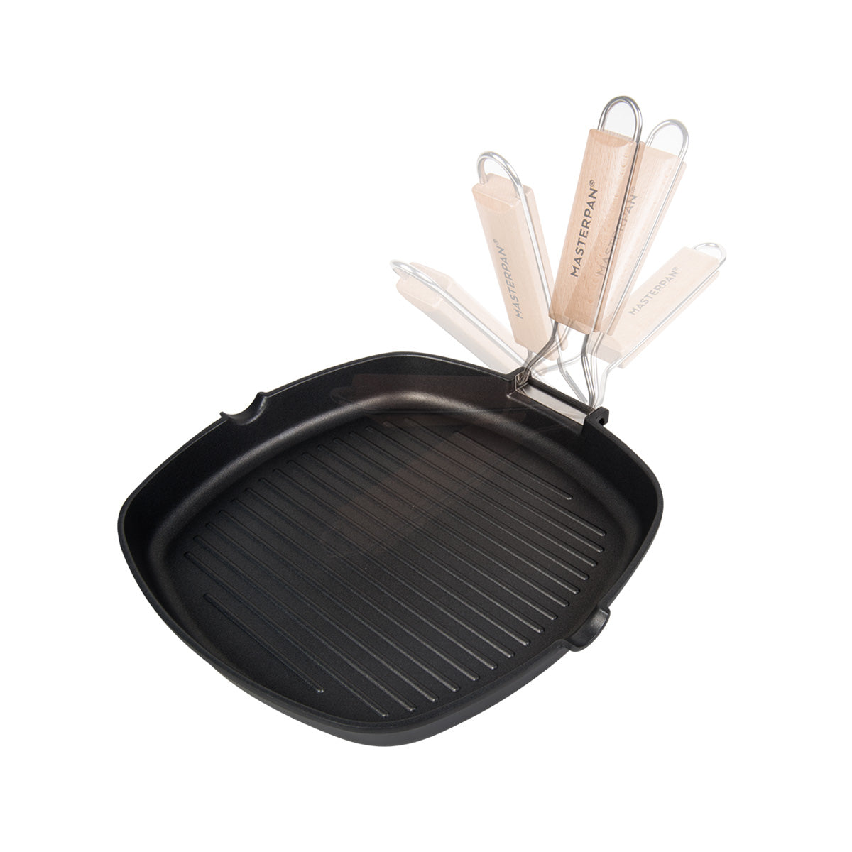 MASTERPAN Nonstick Grill Pan with Folding Handle, 8" (20cm)