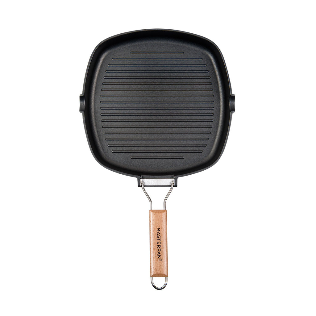 MASTERPAN Nonstick Grill Pan with Folding Handle, 8" (20cm)