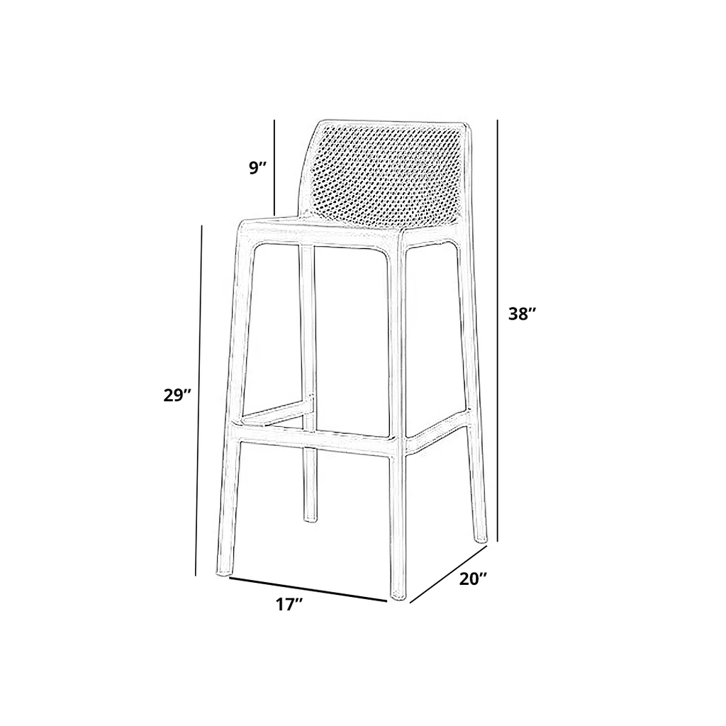 Commercial Grade 29" Outdoor Bar Stool - Set of 4: Netted