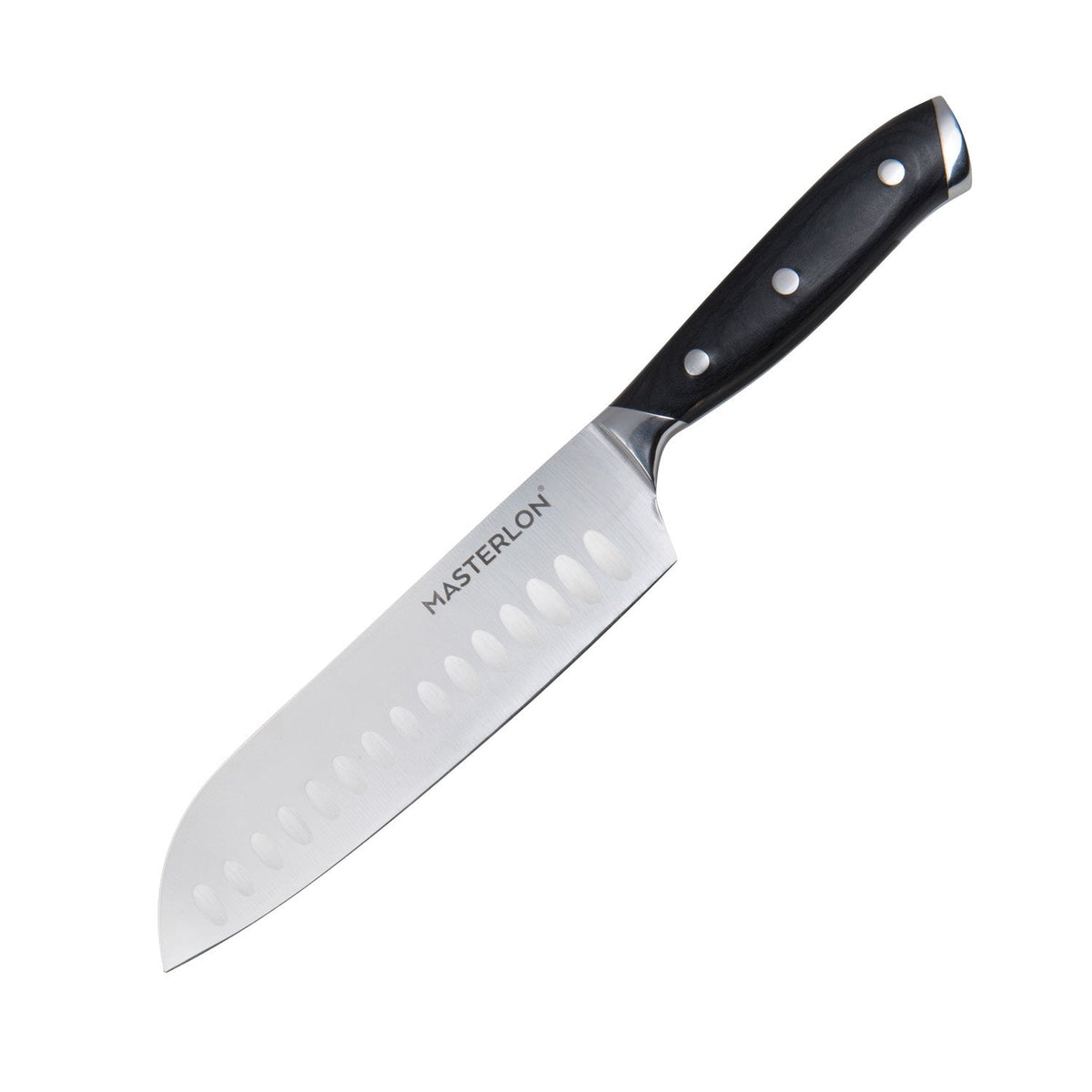 MASTERPAN Essential Chef’s Knife Bundle - 8" Chef’s Knife, 8" Slicer Knife & 7" Santoku Knife - Stainless Steel Blades with Protective Covers