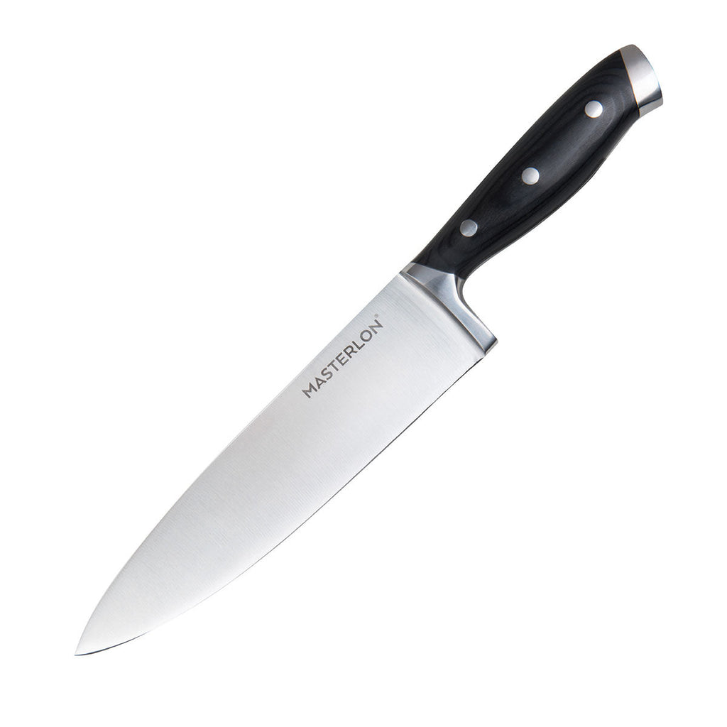 MASTERPAN Essential Chef’s Knife Bundle - 8" Chef’s Knife, 8" Slicer Knife & 7" Santoku Knife - Stainless Steel Blades with Protective Covers