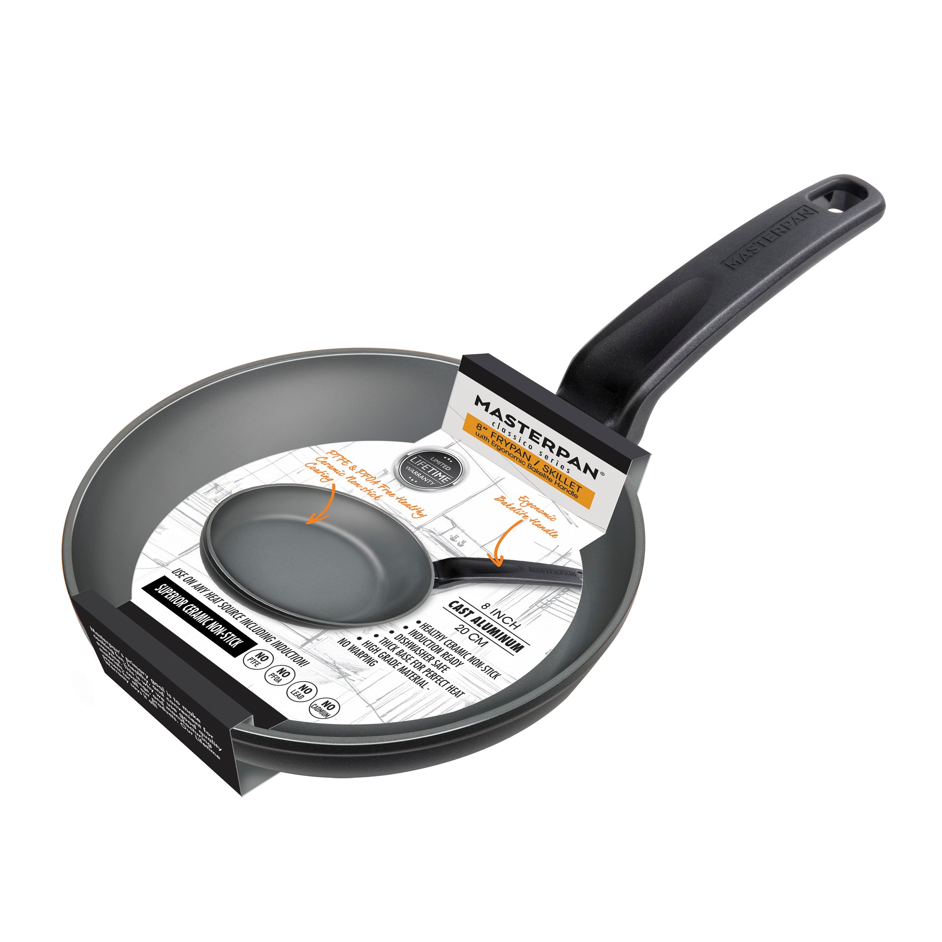 MASTERPAN Ceramic Nonstick Frypan & Skillet, 8" (20cm)