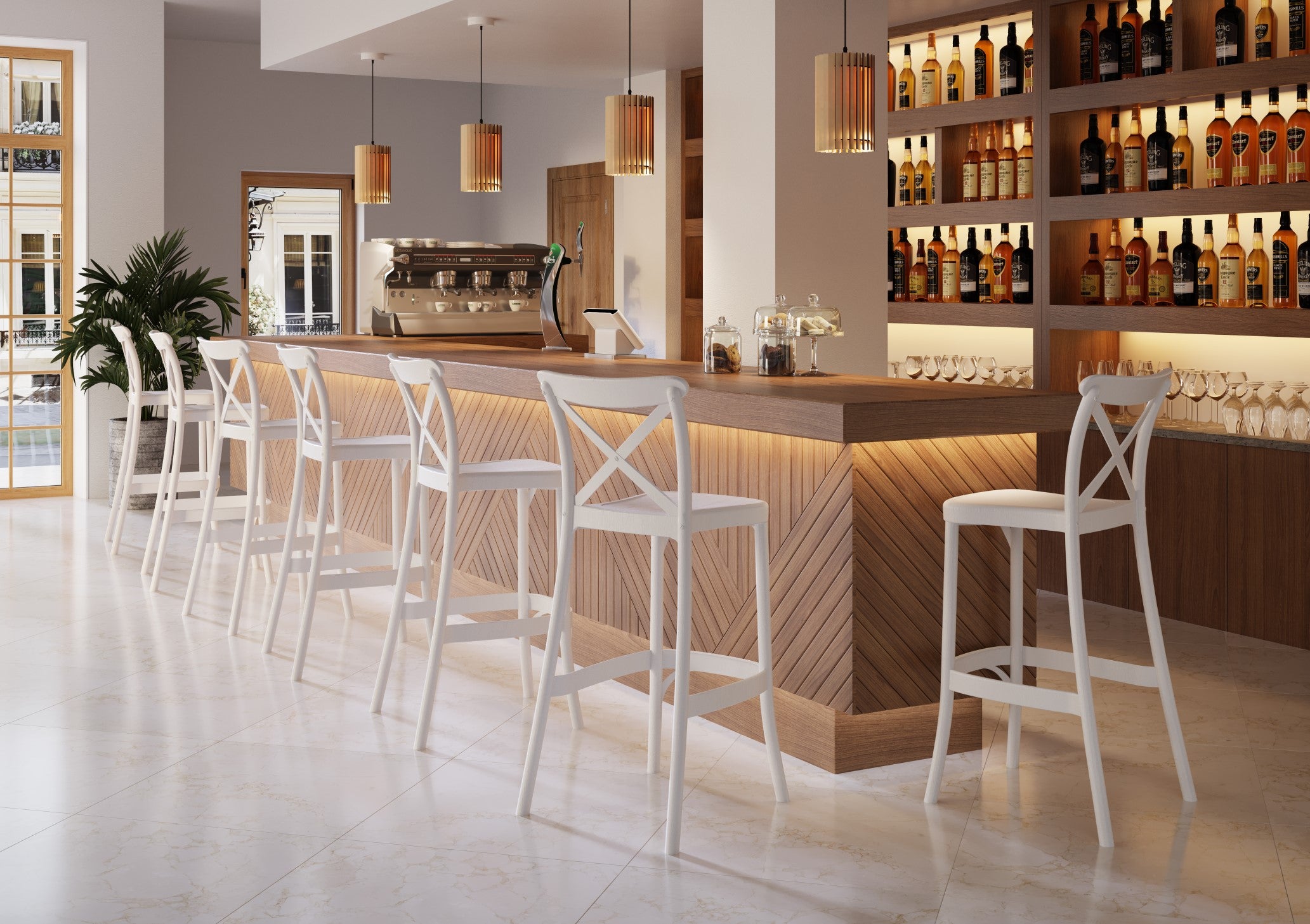 Outdoor Bar Stool Crossback 30" - Set of 4 - Milan