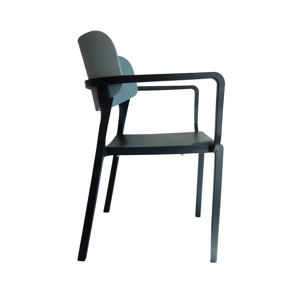 Patio Dining Armchair - Stackable - Set of 4 - Black/Light Blue