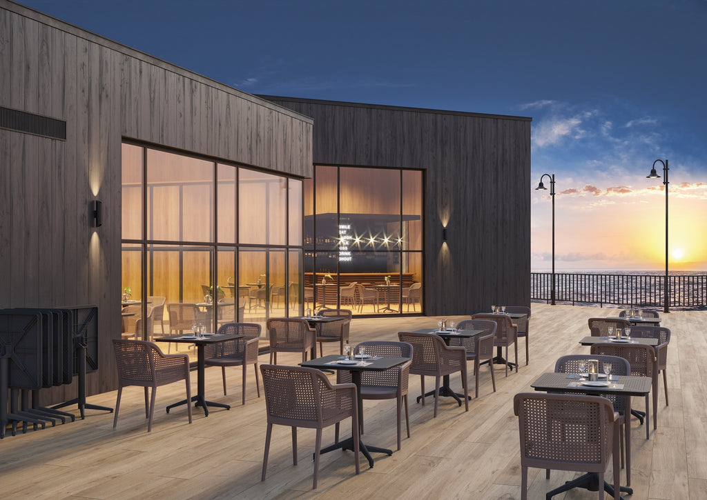 Outdoor Patio Arm Chairs Set of 4 - Newport - Cement Gray