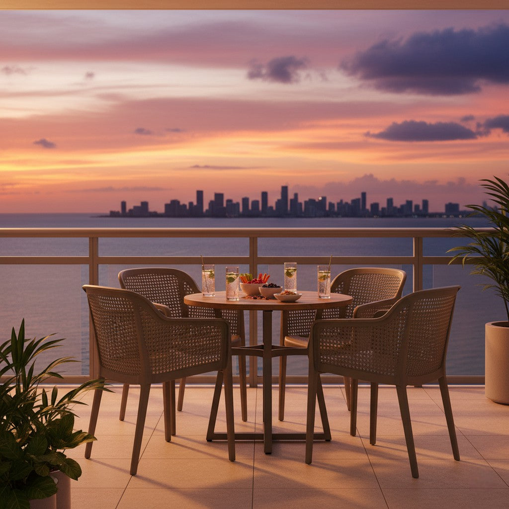 Outdoor Patio Arm Chairs Set of 4 - Newport - Cement Gray