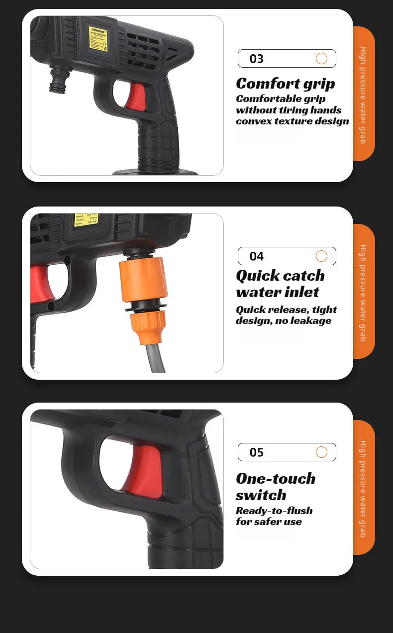 Cordless Pressure Washer – Rechargeable Handheld Car Wash Spray Gun