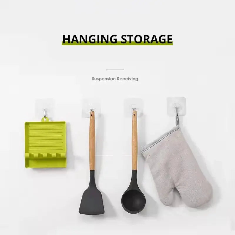 2-in-1 Spoon Rest and Pot Lid Holder – Kitchen Utensil Rack with Drip Tray