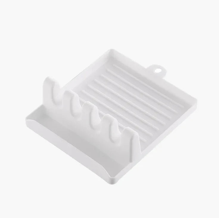 2-in-1 Spoon Rest & Pot Lid Holder with Drip Tray