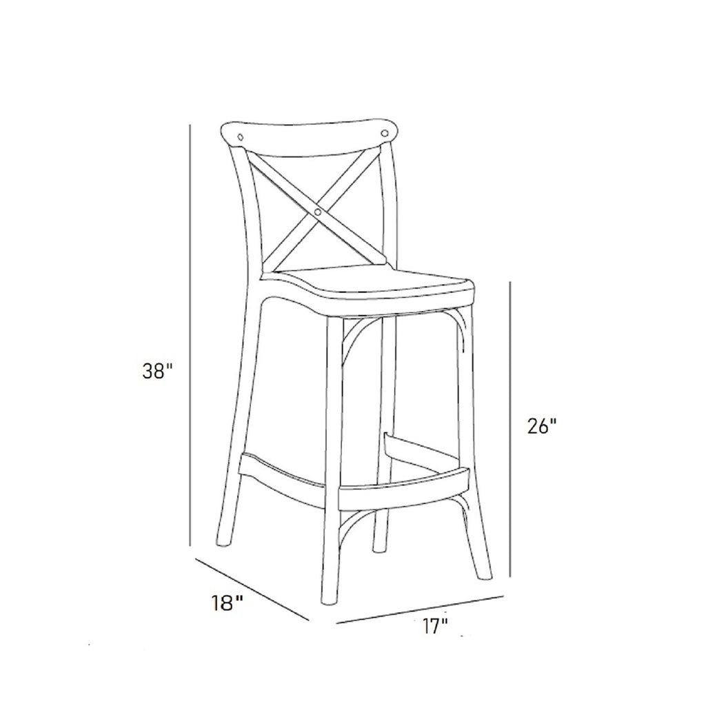 Outdoor Bar Stool Crossback 30" - Set of 4 - Milan