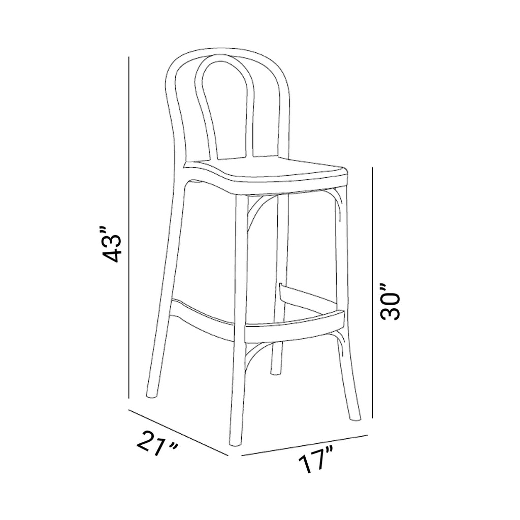Outdoor Bar Stool 30" - Set of 4 - Soho