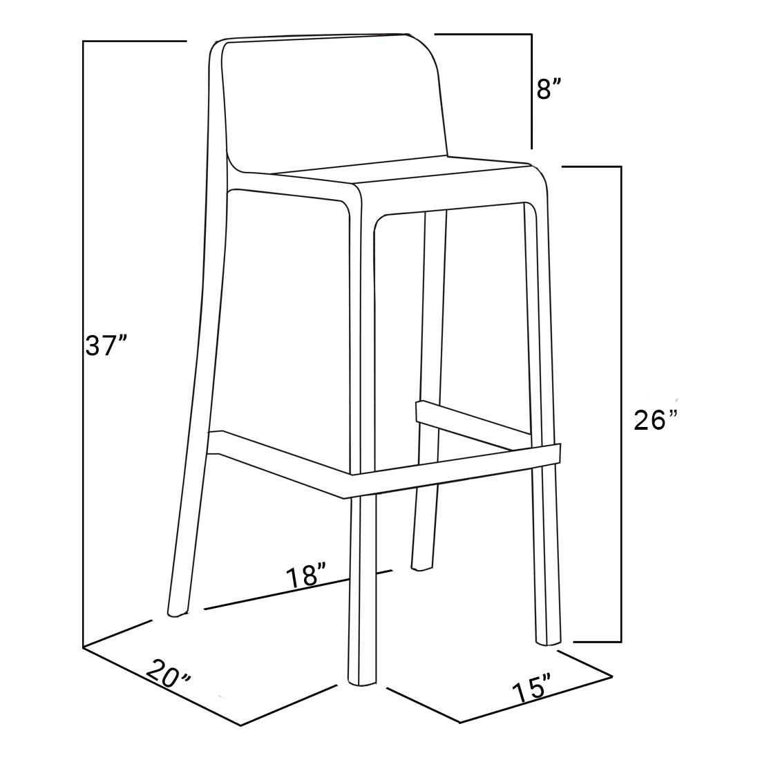 Commercial Grade 26" Counter Stool: Set of 4 - Plain